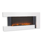 Cheminée Klarstein Studio Light & Fire 2 – cheminée électrique avec effet de flamme, 1000/2000 watts, fonction minuterie, thermostat, boîtier en MDF, télécommande incluse – blanc